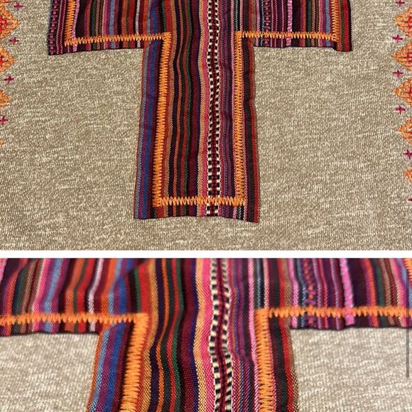 Ivy Jane Boho Short Sleeve Open Cardigan With Embroidered Cross, Size Small - Picture 4 of 4